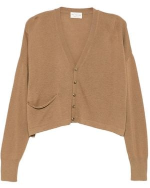 Ma'ry'ya V-Neck Button-Up Cardigan - Natural