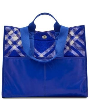 Burberry チェック トートバッグ - ブルー