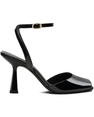 Stuart Weitzman Val Square-Toe Ankle-Strap Sandals - Black