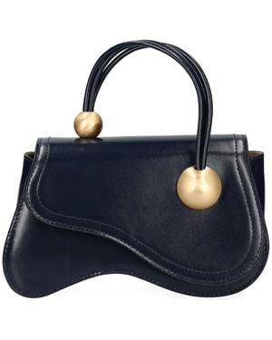 Cult Gaia Curved-Handle Leather Tote Bag - Blue