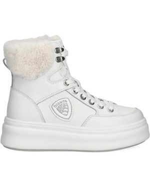 Blauer Emery Faux-Fur-Trim Lace-Up Boots - White
