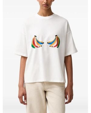 Never Fully Dressed T-Shirt Con Stampa Banana - Bianco