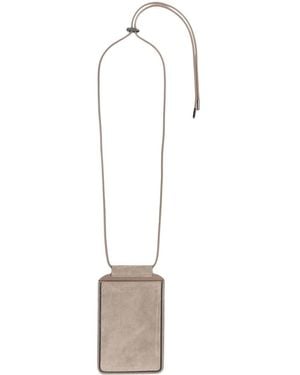 Brunello Cucinelli ロゴ スエード スマホケース - ホワイト