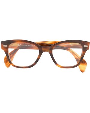 Ray-Ban トータスシェル スクエア眼鏡フレーム - ブラウン