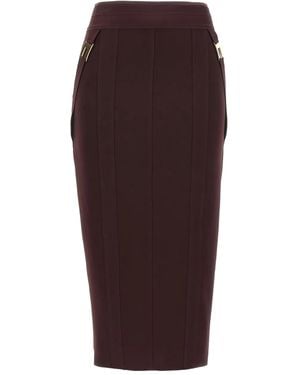 Elisabetta Franchi Jupe Midi À Détail De Logo - Rouge