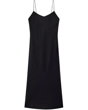 Another Tomorrow Bias-Cut Spaghetti-Strap Dress - Black