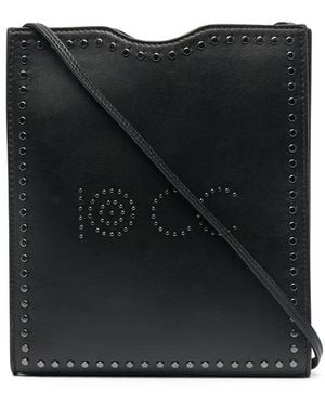 10 Corso Como Logo-Studded Leather Shoulder Bag - Black