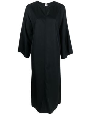 By Malene Birger Split-Neck Kaftan Midi Dress - Black