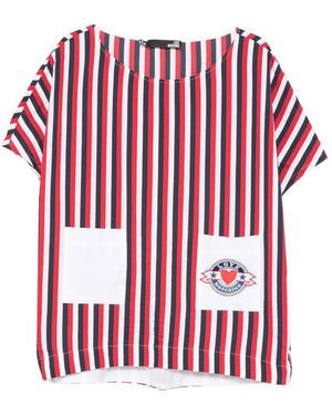 Love Moschino Blouse Rayée À Poche Poitrine - Red