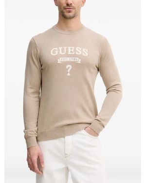 Guess Logo Knitted Sweater - Natural