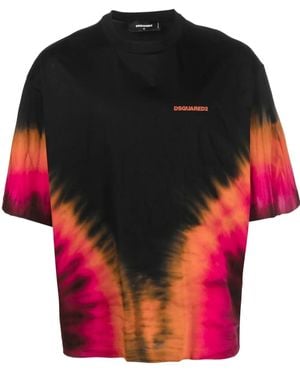 DSquared² Tie-Dye Logo-Print T-Shirt - Red