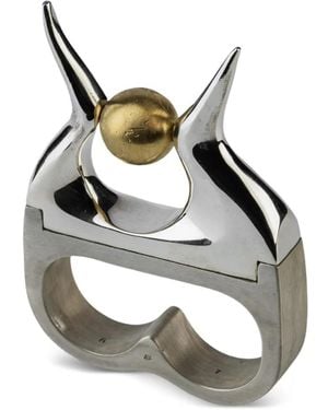 Parts Of 4 Bague Double Plate En Sterling - Métallisé