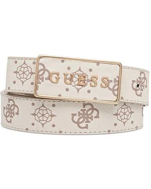 Guess Logo Pattern Belt - Natural
