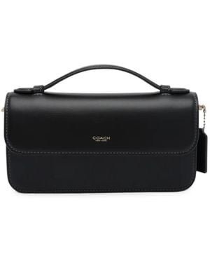 COACH Bolso De Hombro Elora De Piel Con Logo Estampado - Negro