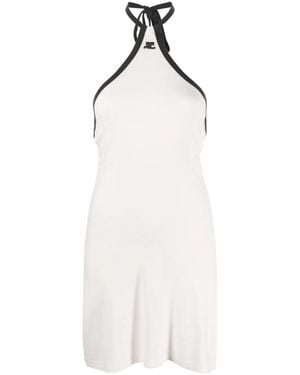 Courreges Logo-Embroidered Cotton Minidress - White