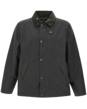 Barbour Waxed Cotton Corduroy-Collar Jacket - Grey