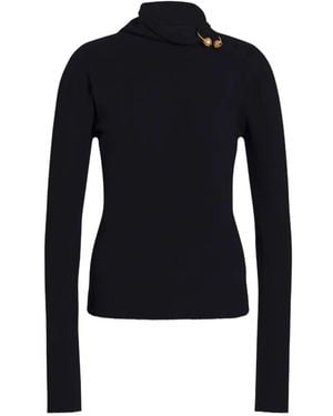 Alberta Ferretti V-Ausschnitt-Pullover Mit Knopfdetail - Blau