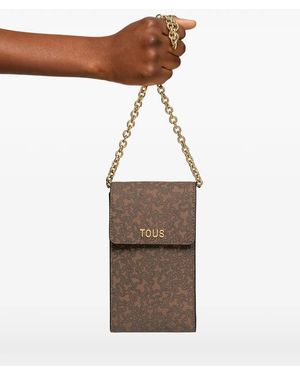 Tous Kaos Mini Lines Monogram-Pattern Crossbody Bag - Brown