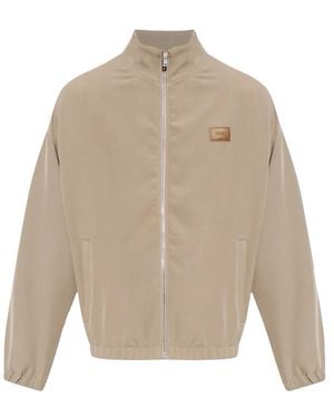 Amiri Stand-Up Collar Logo-Patch Jacket - Natural