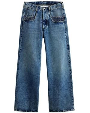 Maison Margiela Paisley-Panelled Straight-Leg Jeans - Blue