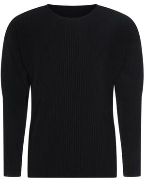 Homme Plissé Issey Miyake Pleated Long-Sleeve Top - Black
