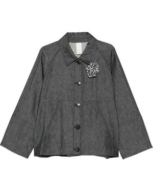 SOH Brooch-Detail Jacket - Grey