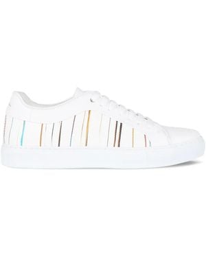 Paul Smith Signature-Pinstripe Pattern Low-Top Trainers - White