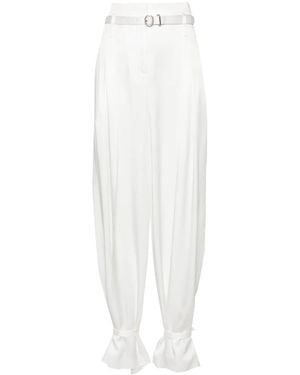 Jil Sander Belted Ankle-Tie Tailored Trousers - White