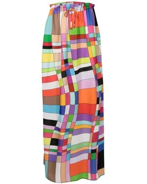 Amir Slama Geometric-Print Maxi Skirt - White