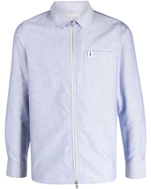 Mackintosh Melangé-Effect Zip-Up Shirt - Blue