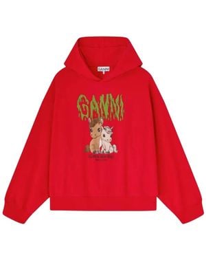 Ganni Isoli Cropped Hoodie - Red