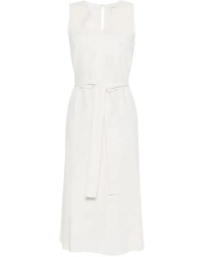 Calvin Klein Belted V-Neck Midi Dress - White