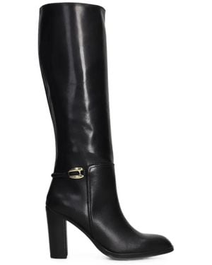 Chantal Buckle-Detail Knee-High Boots - Black