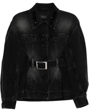 Simone Rocha Embellished Sculpted Denim Jacket - Black
