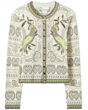 Tory Burch Printed Wool Cardigan - White