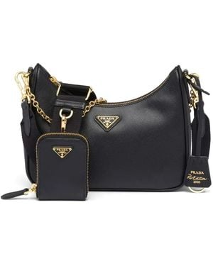 Prada Re-Edition 2005 Saffiano-Leather Shoulder Bag - Black