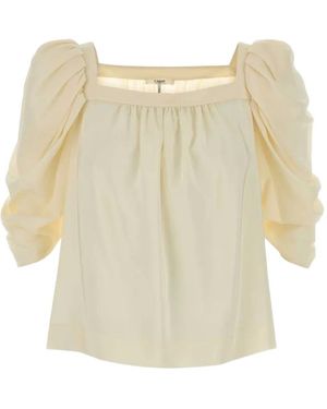 Chloé Puffed-sleeve silk blouse - Natur