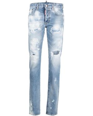 DSquared² Distressed-Effect Straight-Leg Jeans - Blue