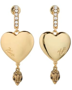 Kurt Geiger Pendientes Grandes Con Diseño De Corazón Y Cristales - Blanco