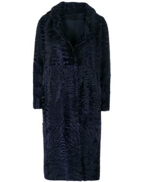 Liska Textured Single-Breasted Coat - Blue