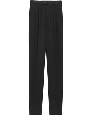 Saint Laurent Belted Pleated Trousers - Black