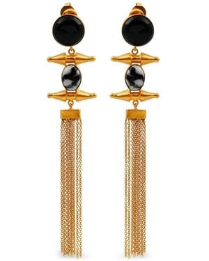 Bohème Onyx Pendant Earrings - Metallic