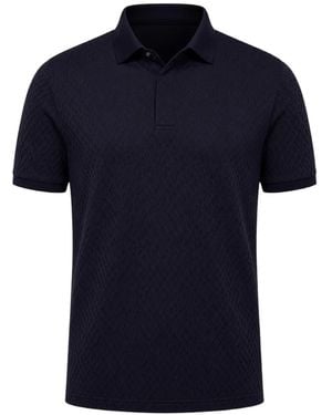 Emporio Armani Diamond-Textured Polo Shirt - Blue