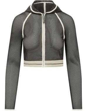 Palm Angels Logo-Band Mesh Hoodie - Grey