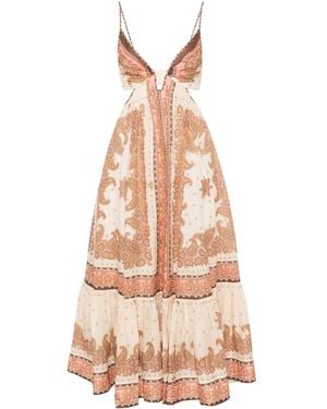 Zimmermann Maxine Plunge Maxi Dress - Natural