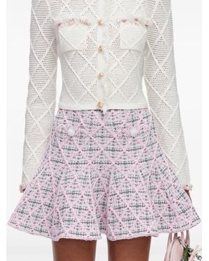 Self-Portrait Check-Knit Flared Mini Skirt