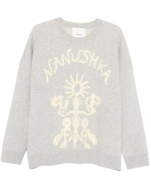 Nanushka Jersey con bordado floral - Blanco