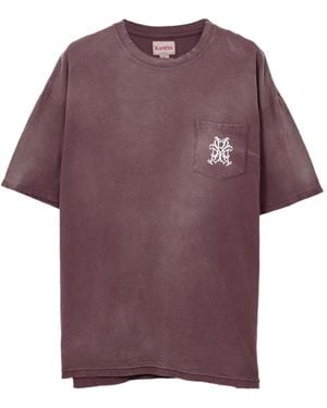 KAMIYA Rose-Print Pocket T-Shirt - Purple