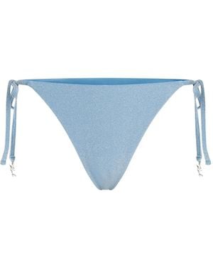 KARL LAGERFELD Signature Lurex Cheeky Bikini Bottoms - Blue