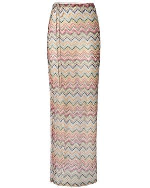 Missoni Long Pareo Skirt With Print - White